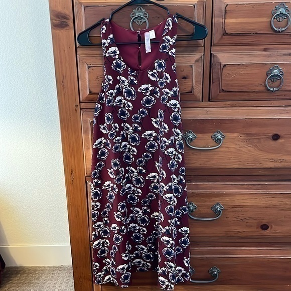 NWOT Alya Burgundy And Blue Floral Dress Size Large - Picture 1 of 7